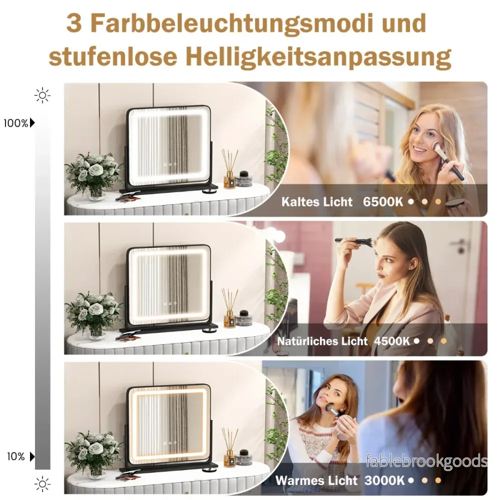 Bords – LED upplyst spegel med lampor – 56 x 12 x 48 cm – Svart - Bild 3