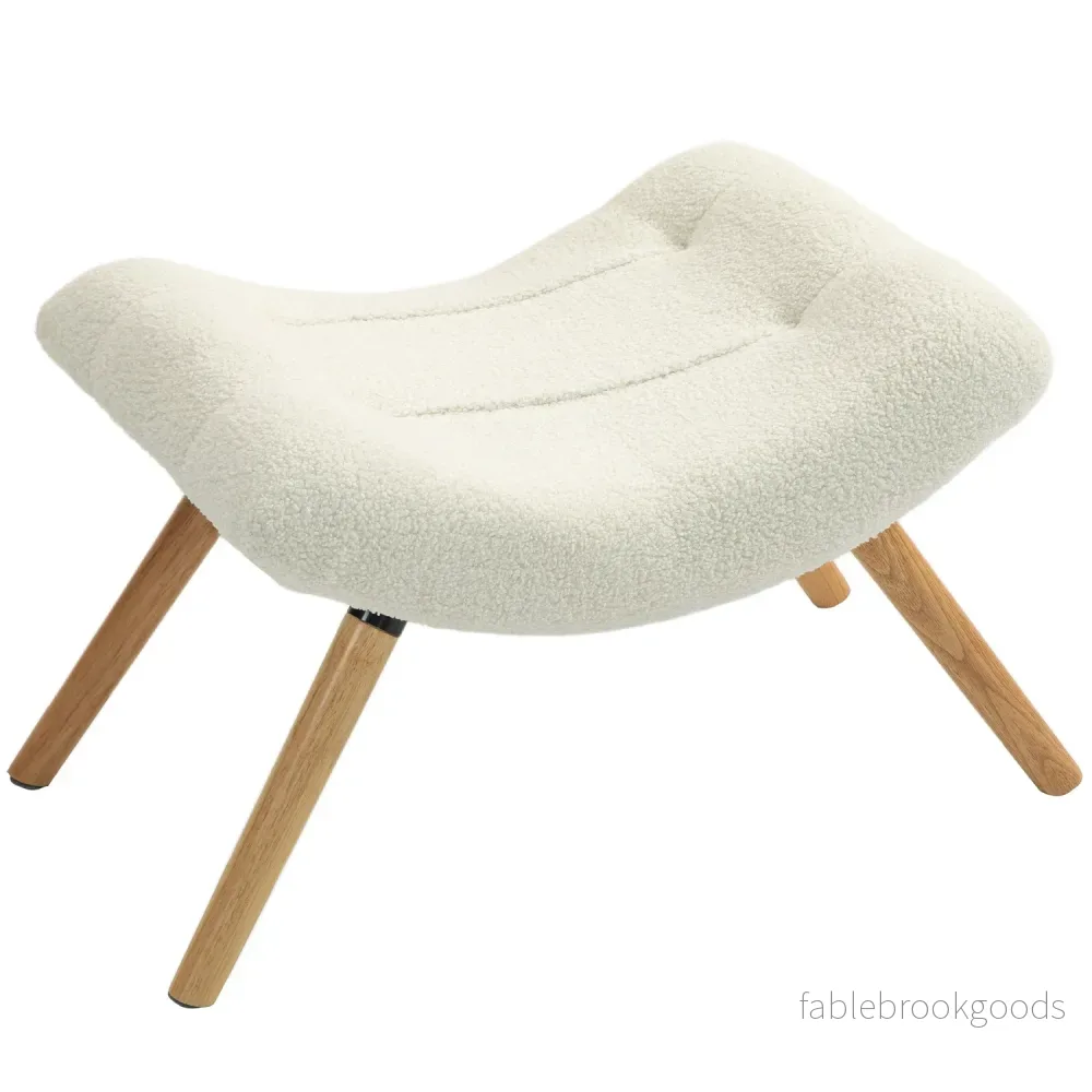 Gräddvit berberfleece fotpall, 120 kg lastkapacitet