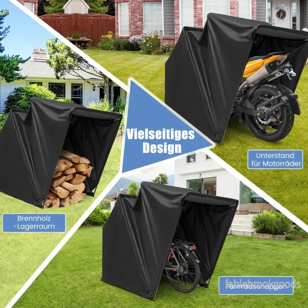 Motorcykelskydd – av Oxford tyg med metallram Vattentät Vintertät – 345 x 137 x 190 cm – Svart - Bild 2