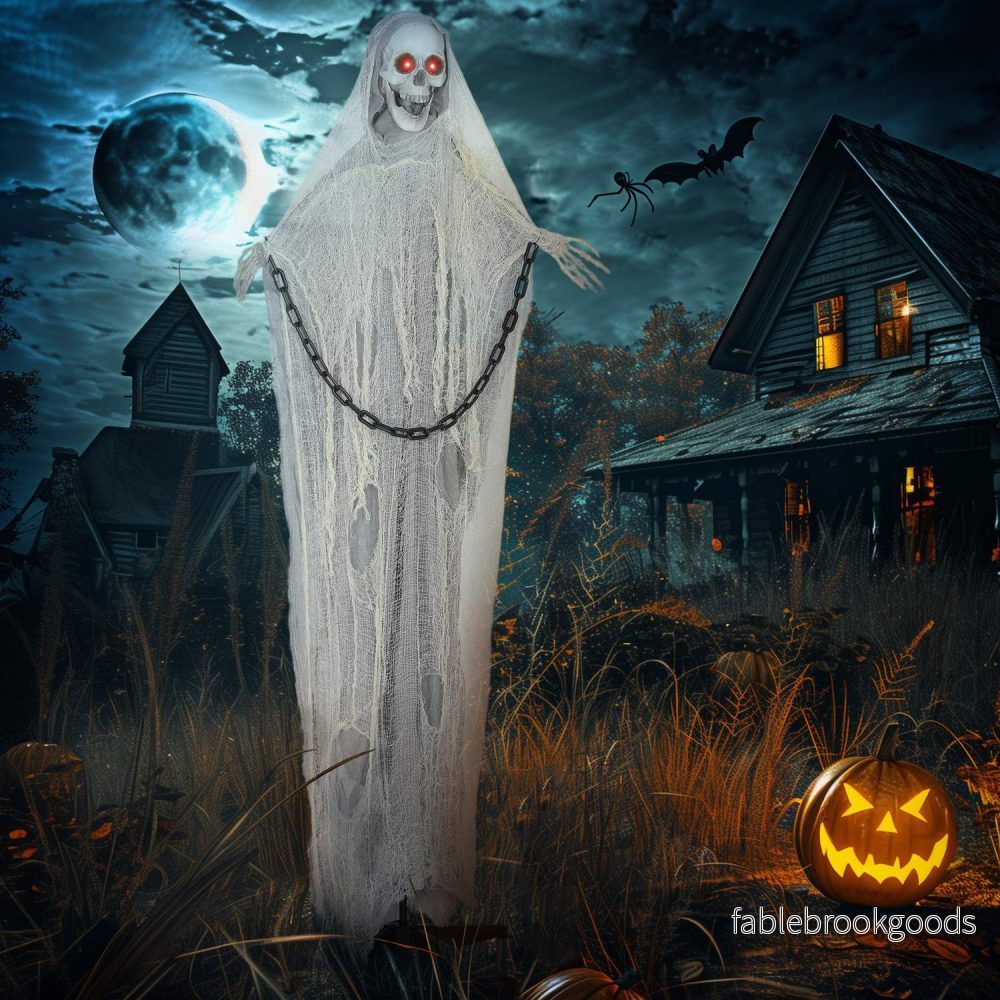 Animerad Liemannen Halloweendekoration, 183 cm, Lysande ögon - Bild 2