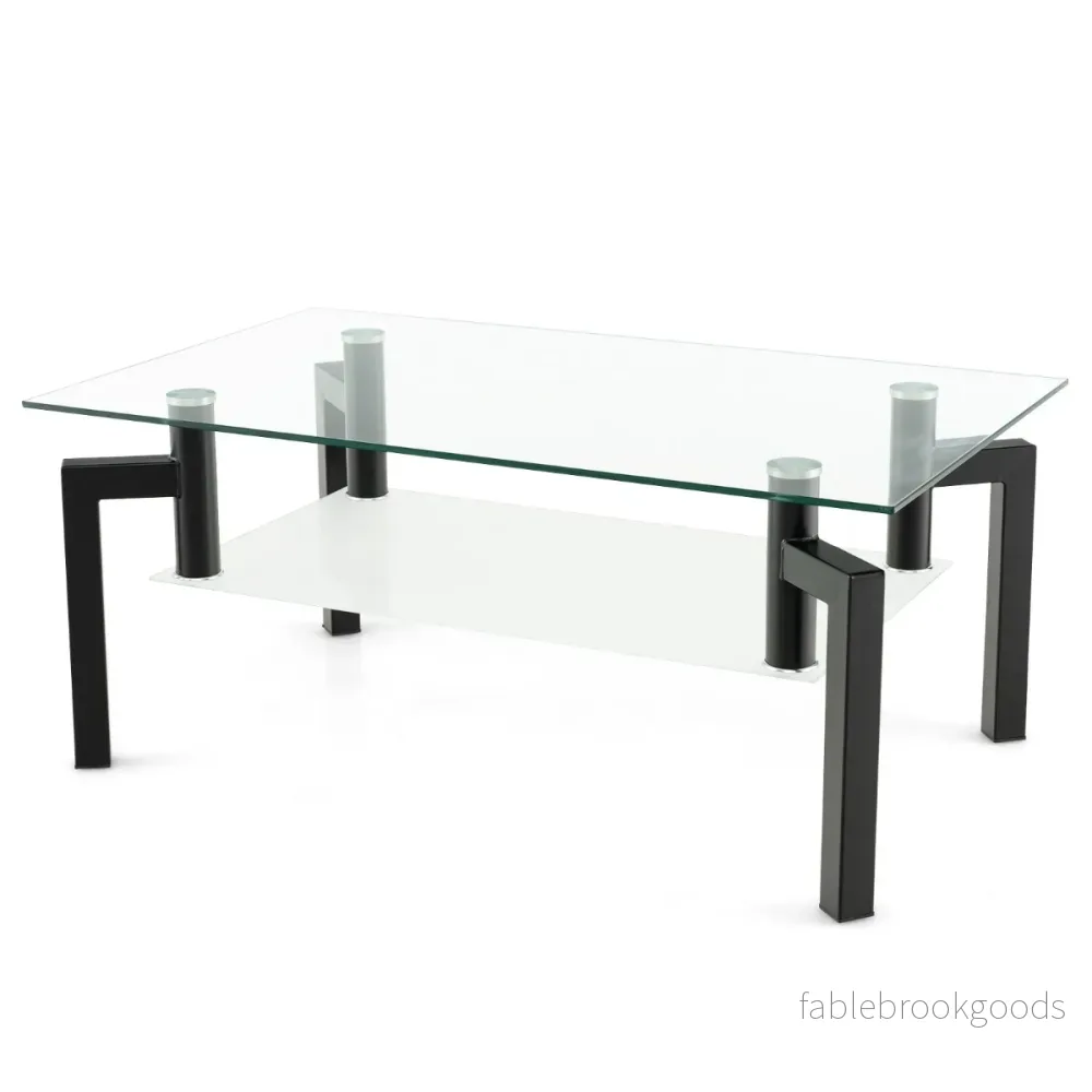 Rektangulärt – soffbord i glas vånings modernt – 2 – Svart - Bild 2