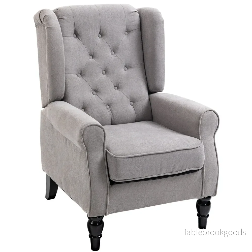 Grå Wingback Accent Stol, Tuftad, Polyester, 74x86x102cm