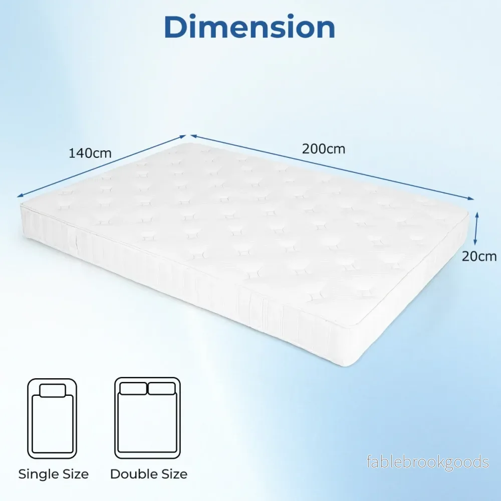 Dubbelsängs – Madrass för Rörelseisolation och Tryckavlastning Skum Hybrid – 20 cm 140 x 200 cm – Vit - Bild 2