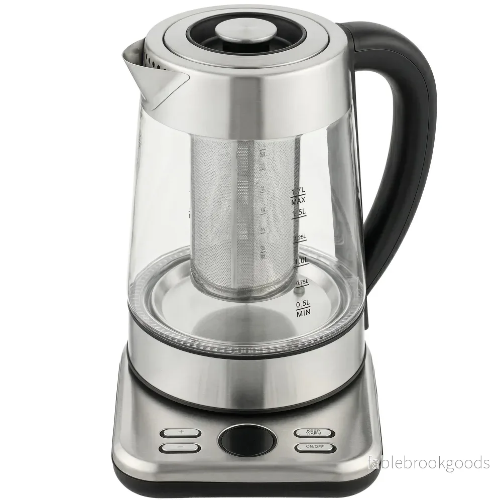 Vattenkokare 1,7 l, 2200 W, glas, Strix termostat, tebryggare