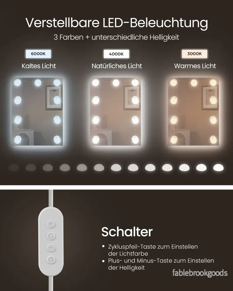 Sminkbord – modernt med spegel och lådor – molnvitt - Bild 3