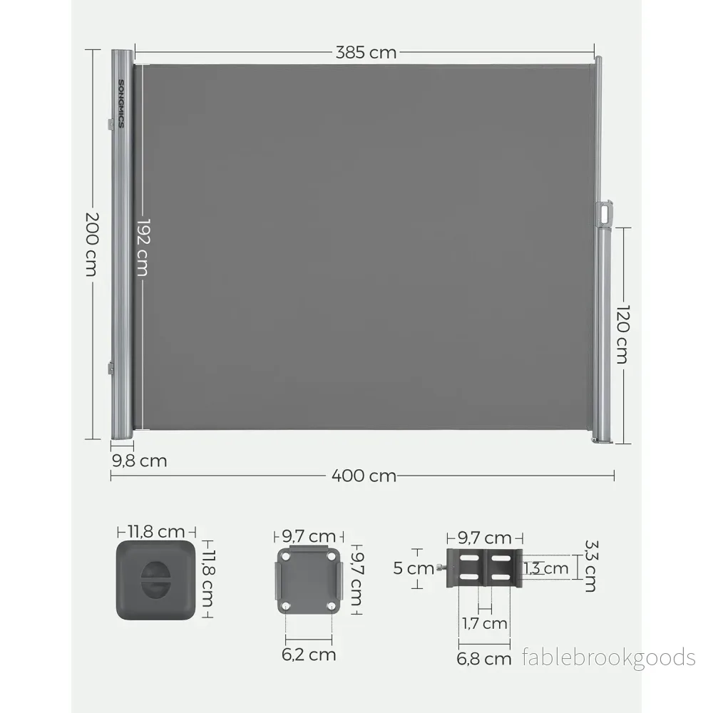 Zijluifel - 200 x 400 cm - Uitschuifbaar - Privacyscherm - Grijs - Bild 2