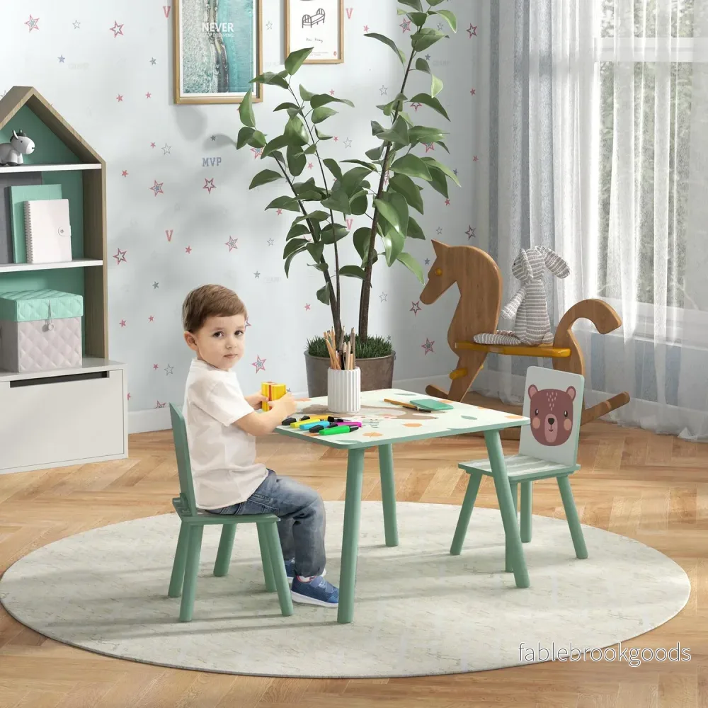 Barnbord och stolar – djurdesign, 3-8 år, grönt - Bild 2