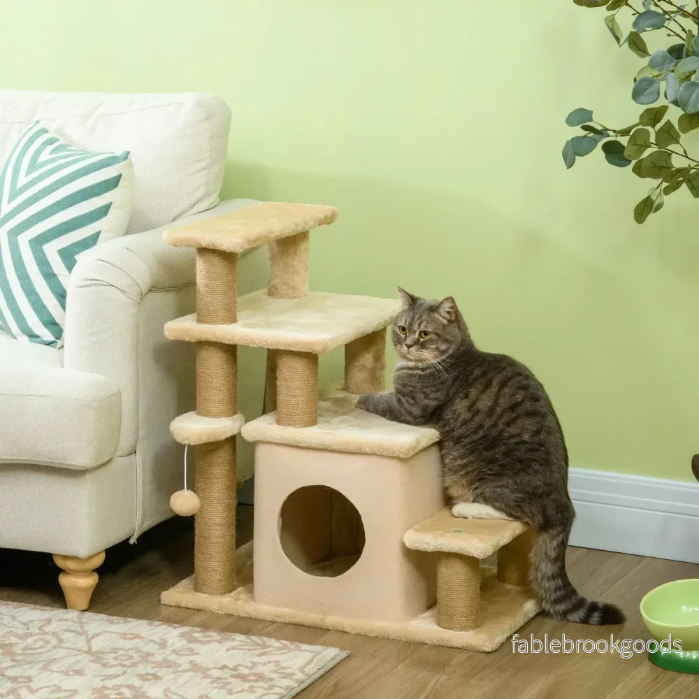 Justerbar husdjurstrappa med sovgrotta – katt- och liten hundramp - Bild 2