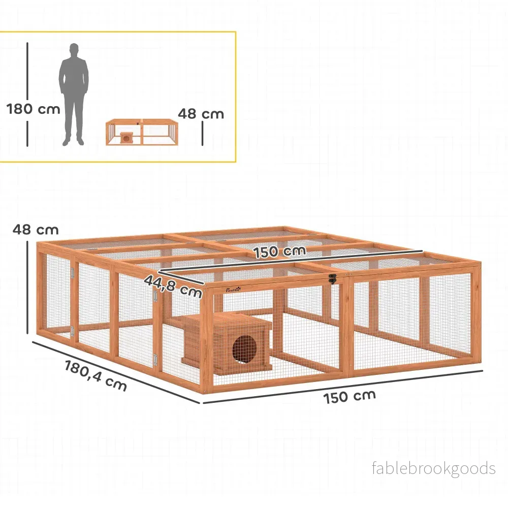 Kaninbur med stor gård, modulär design, trä - Bild 3