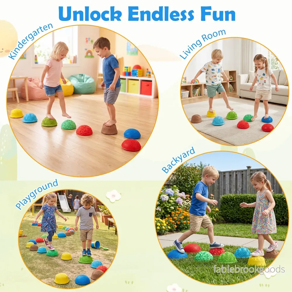 stycken – balansstenar, halvcirkelformade yogabollar i PVC med halkfri yta, för barn från år, flerfärgade – 8 3 - Bild 3