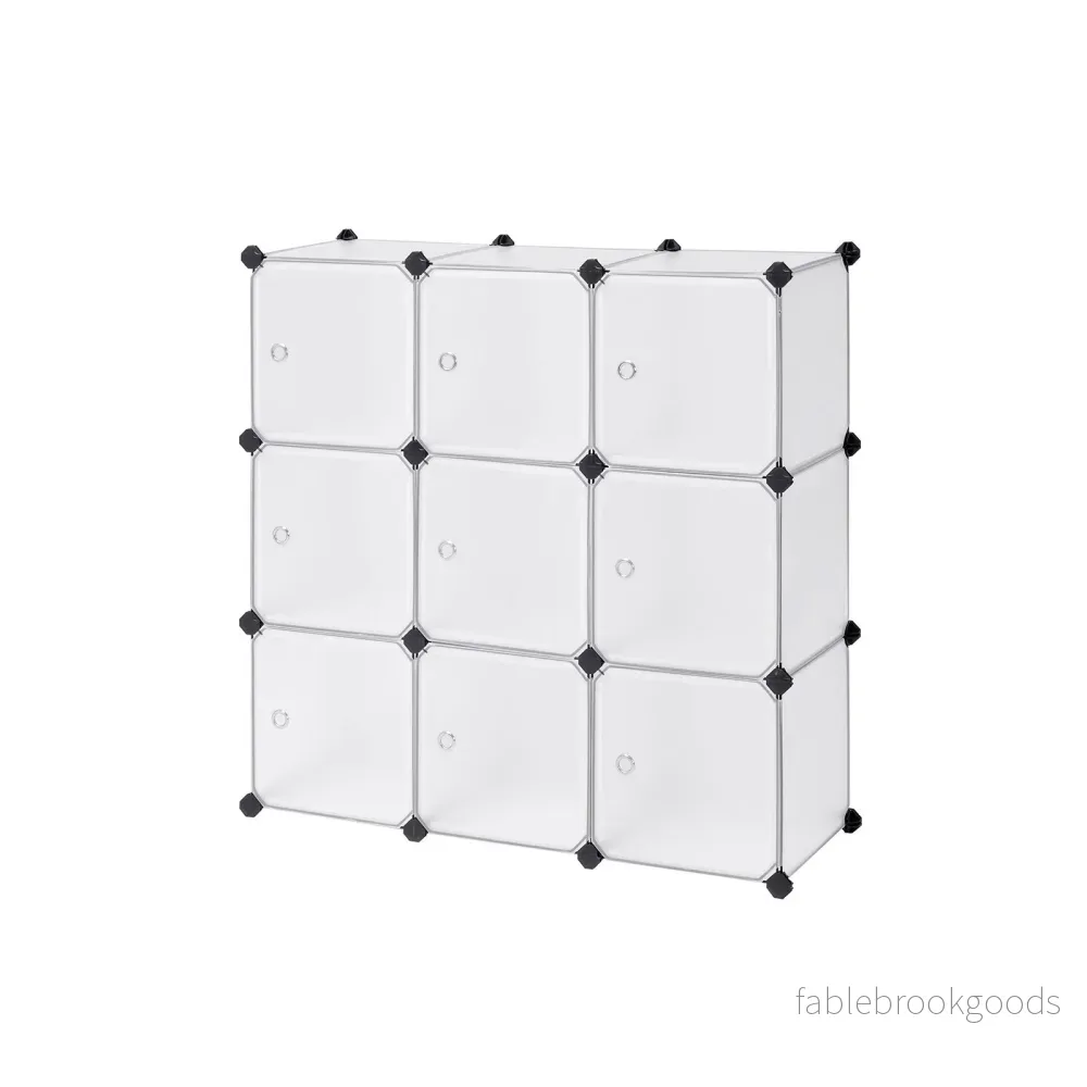 Hyllsystem – 9 kuber med luckor – Vit - Bild 2