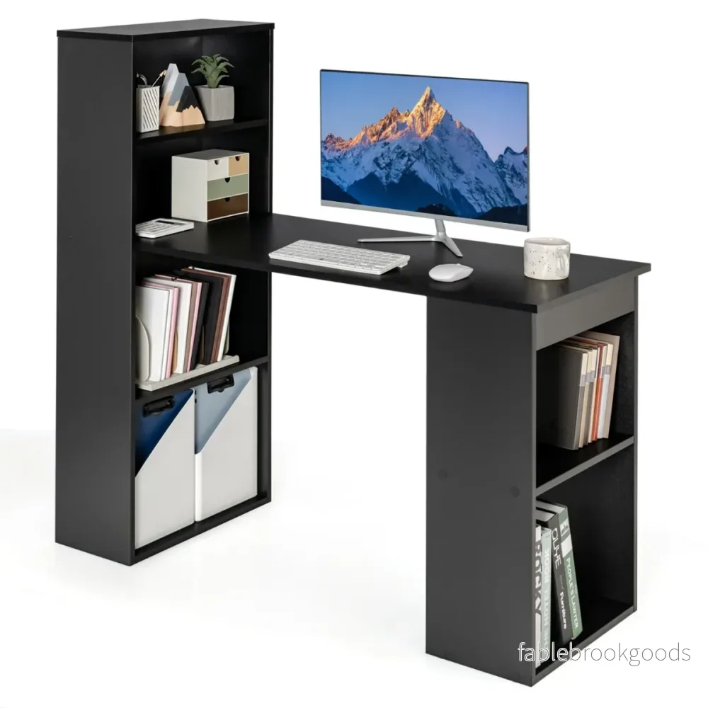 Skrivbord – med bokhylla Datorbord hyllor PC – 6 – Svart - Bild 2