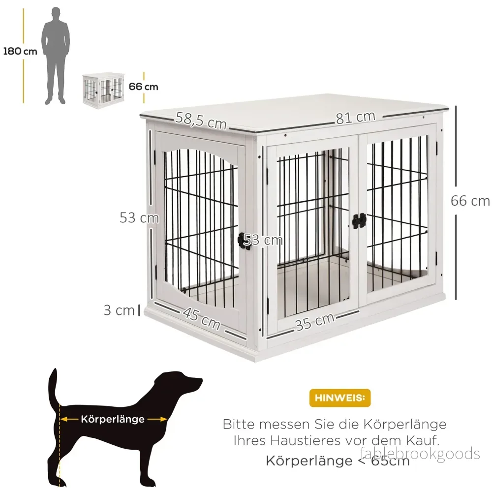 Liten hund hundkennel, inomhusbur, vit 81x58,5x66 cm - Bild 3