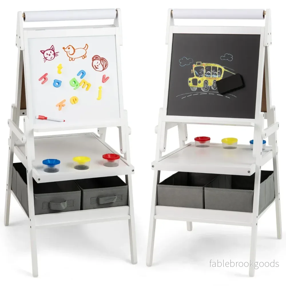i – Barn Tafel med Pappersrulle och magnetisk Kritta Whiteboard Dubbelsidig – 3 1 – Vit