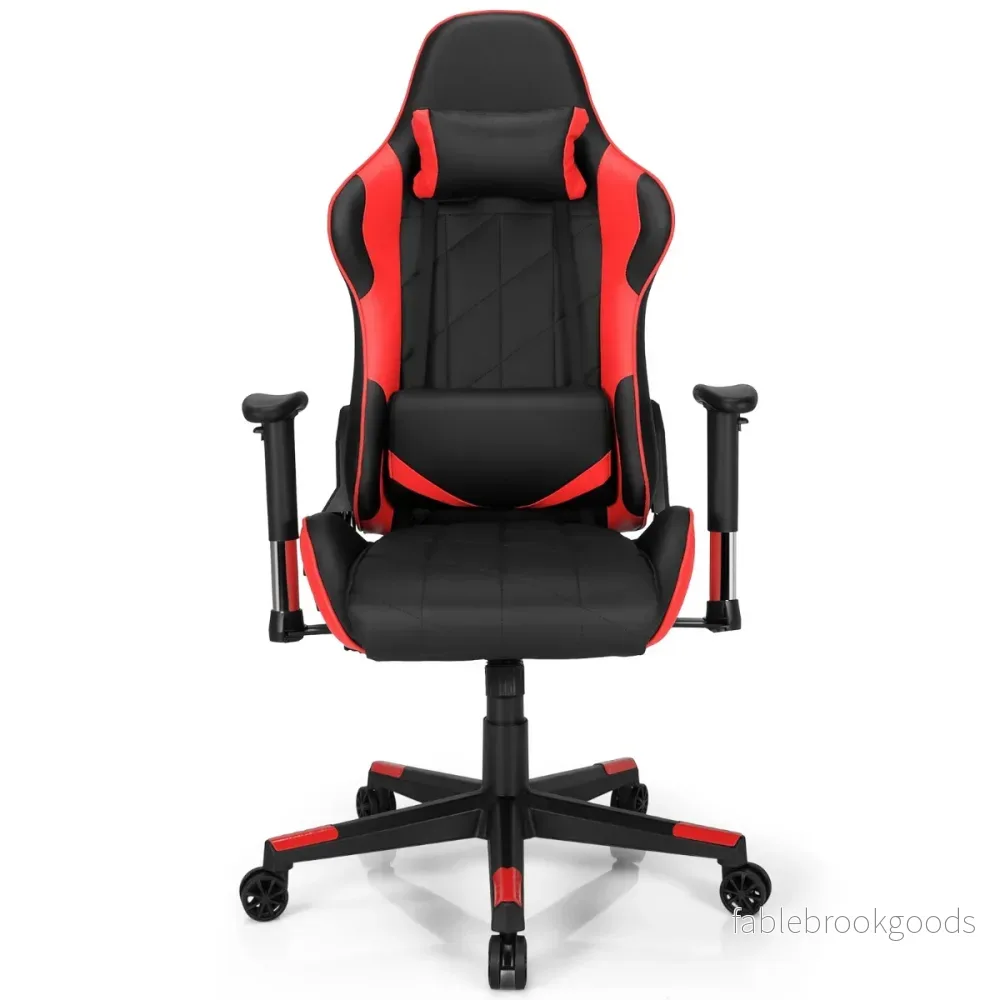 Gamingstol – Racing Style Snurrstol med nackstöd och ländryggskudde 90° 160° Justerbar lutningsvinkel – Röd - Bild 3