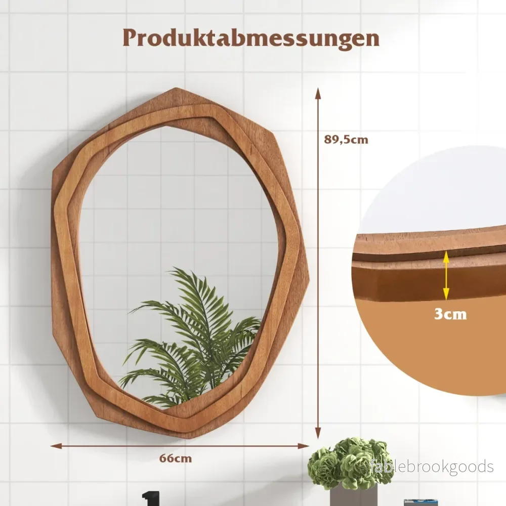 Oregelbunden – inramad dekorativ spegel Vattentät – 89,5 x 66 cm – Natur - Bild 2