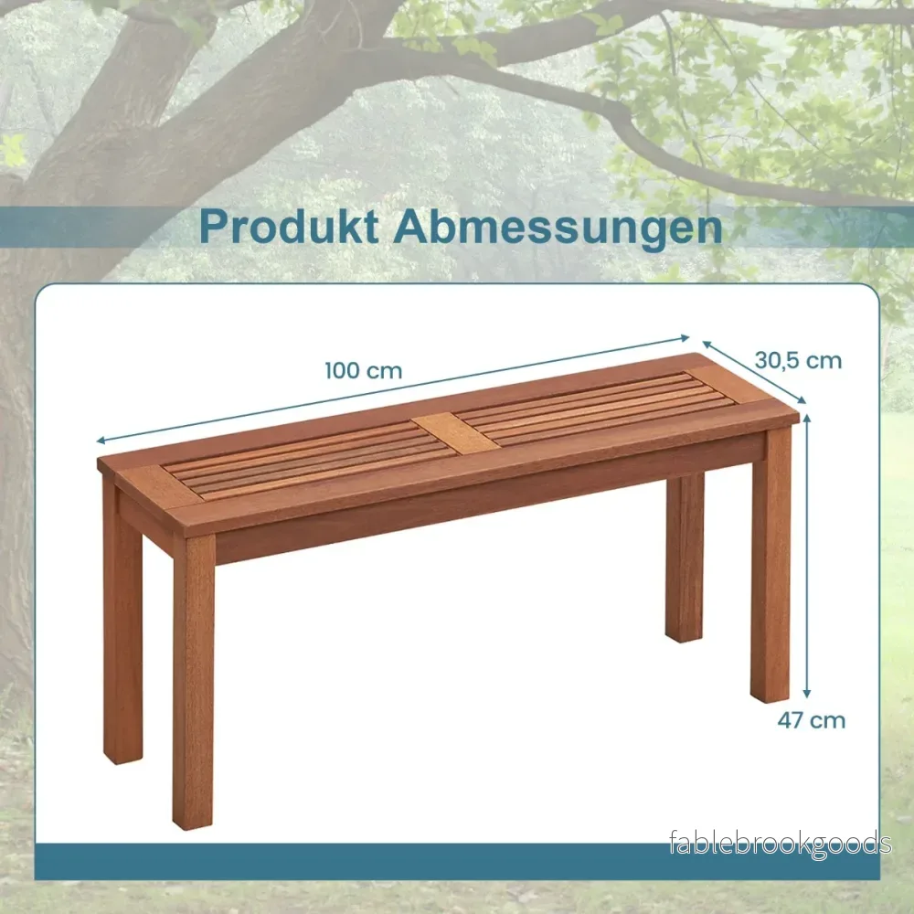 Trädgårdsbänk – väderbeständig sits utan ryggstöd träbänk upp till st. – 2 150 kg 100 x 30,5 x 47 cm 2 – Natur - Bild 2