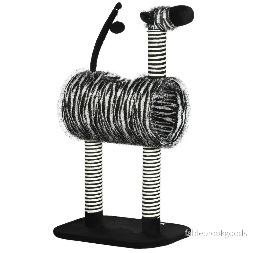 Kattträd med skrapstolpe och tunnel, Zebra Design