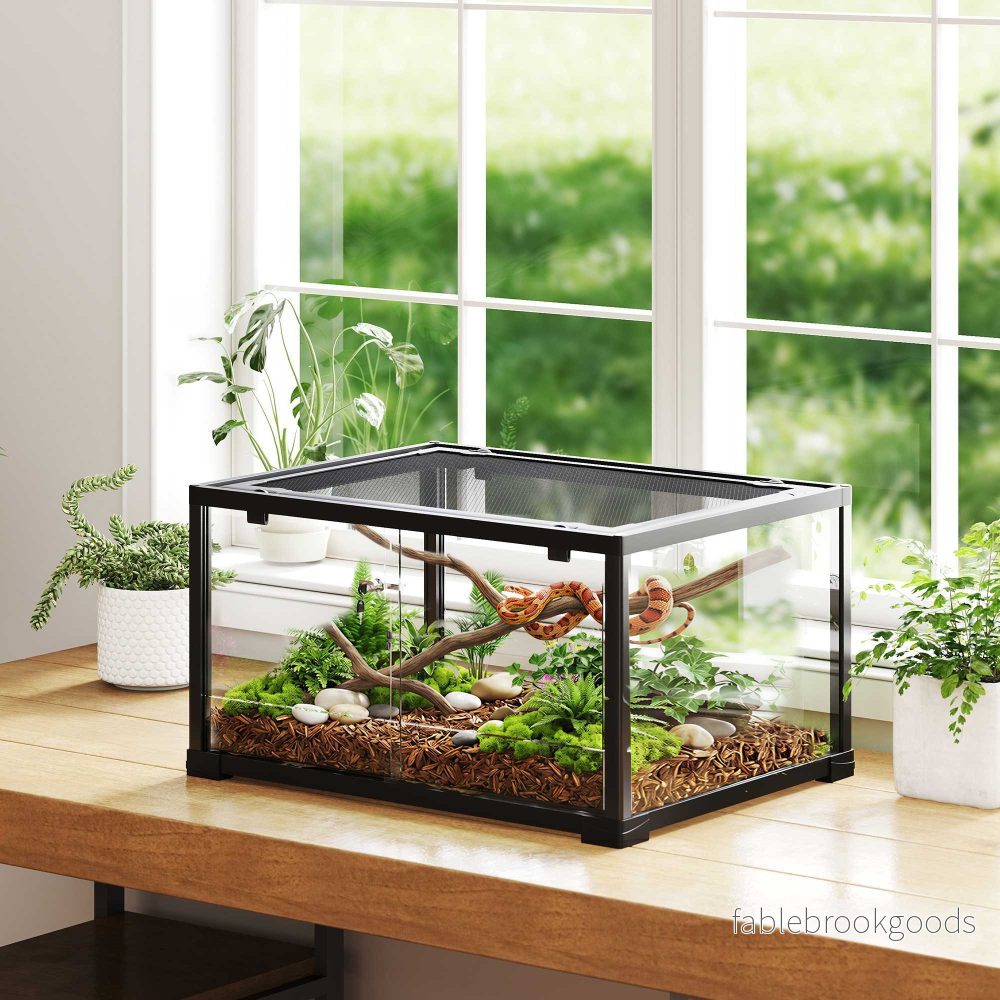 Reptilterrarium, 86 liter, skjutdörrar, säkert, 60x45x32 cm - Bild 2