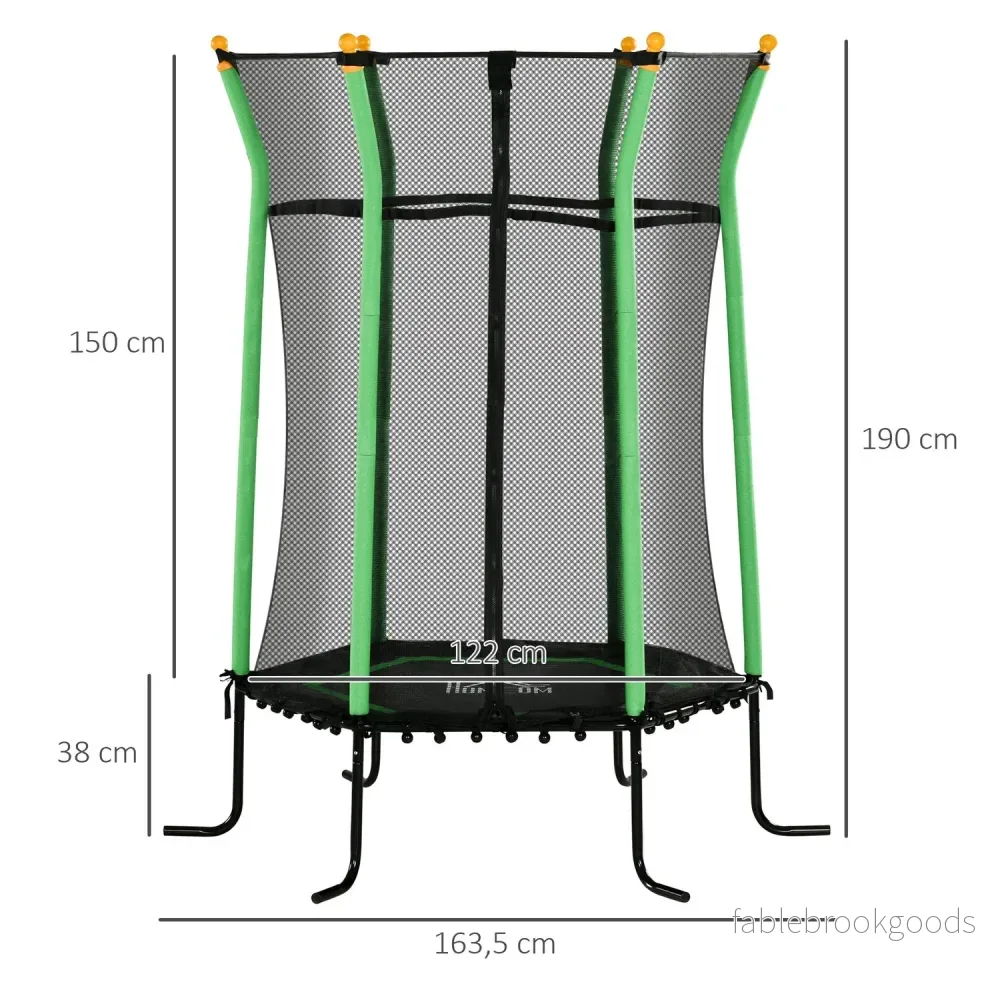 Barntrampolin med skyddsnät, Ø163,5 cm, grön - Bild 3