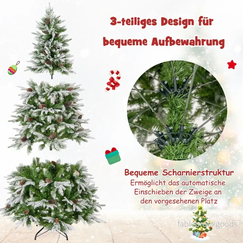 Hög – upplyst julgran snötäckt med gångjärnsstruktur – 190 cm – Grön - Bild 2