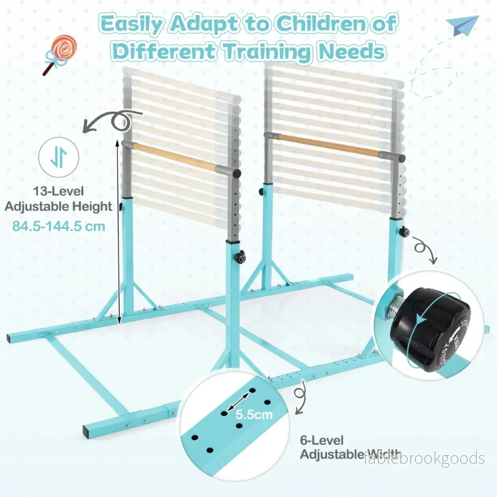 Gymnastikrek – upp till bärkraft, höjdjusterbar och breddjusterbar rekstång – 100 kg – Turkos - Bild 3