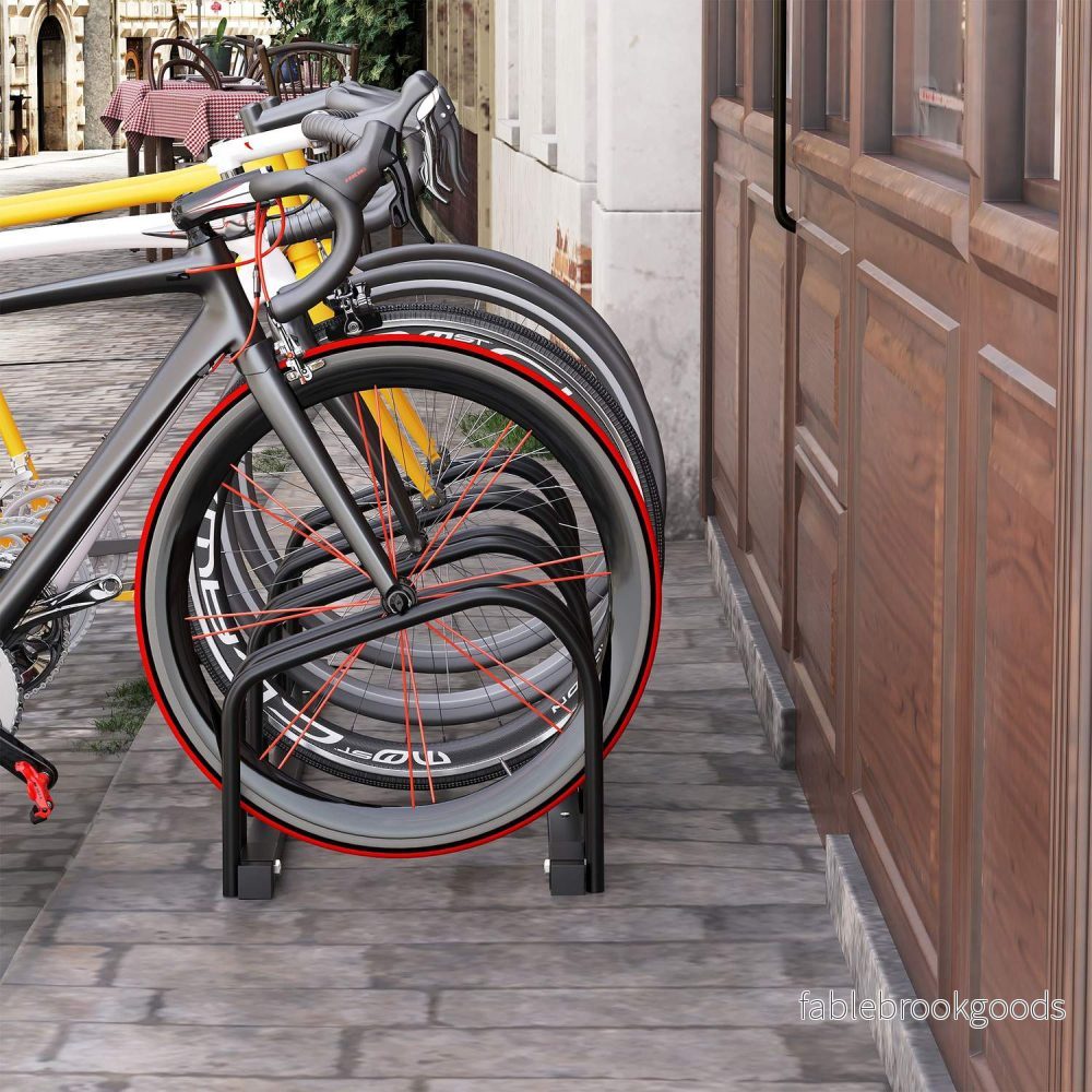 Väderbeständigt cykelställ i stål för 5, golv- och väggfäste - Bild 2