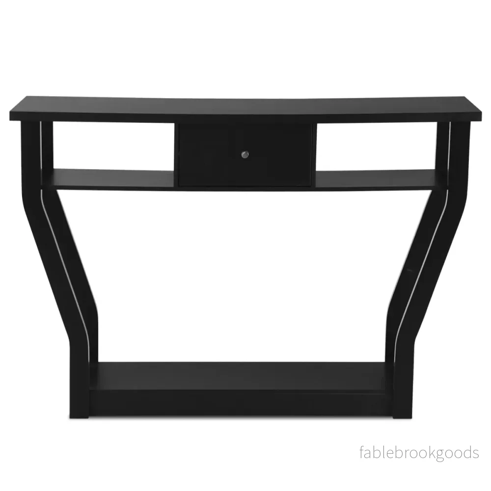 Konsolbord – Hallbord med låda och hylla – 120 x 30 x 81 cm – Svart - Bild 2