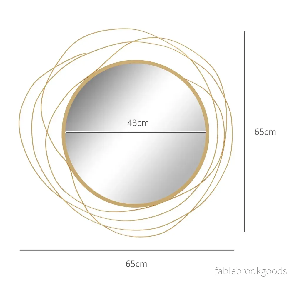 Guld rund väggspegel, 65 cm – Metallram, dekorativ - Bild 3