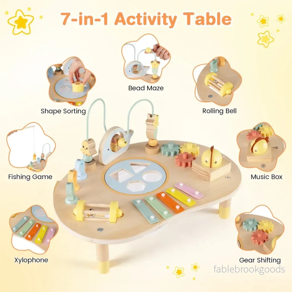 i – Aktivitetsbord för småbarn Montessori Sinnesleksak från månader Trä Musiklek – 7 1 12 – Natur - Bild 3