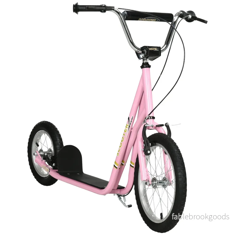 Rosa barnsparkcykel med bromsar, justerbar höjd