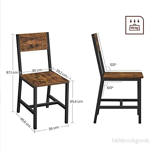 Matsalsstolar – Set om 2 – Industriell design – Vintage brun-svart - Bild 2