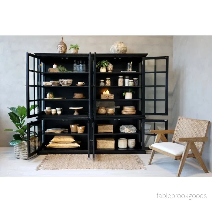 Svart vitrinskåp i lantlig stil – 220 cm - Bild 2