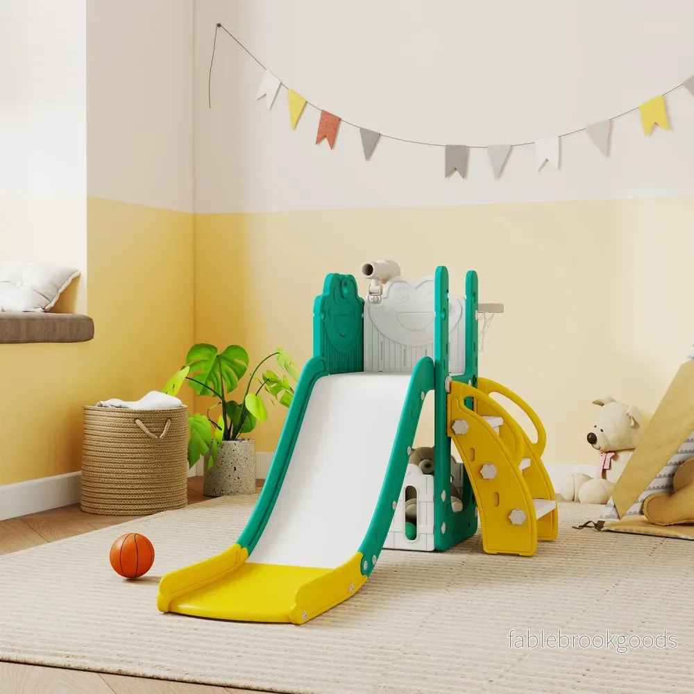 Barnens 5-i-1-rutschkana med teleskop och basketkorg - Bild 2