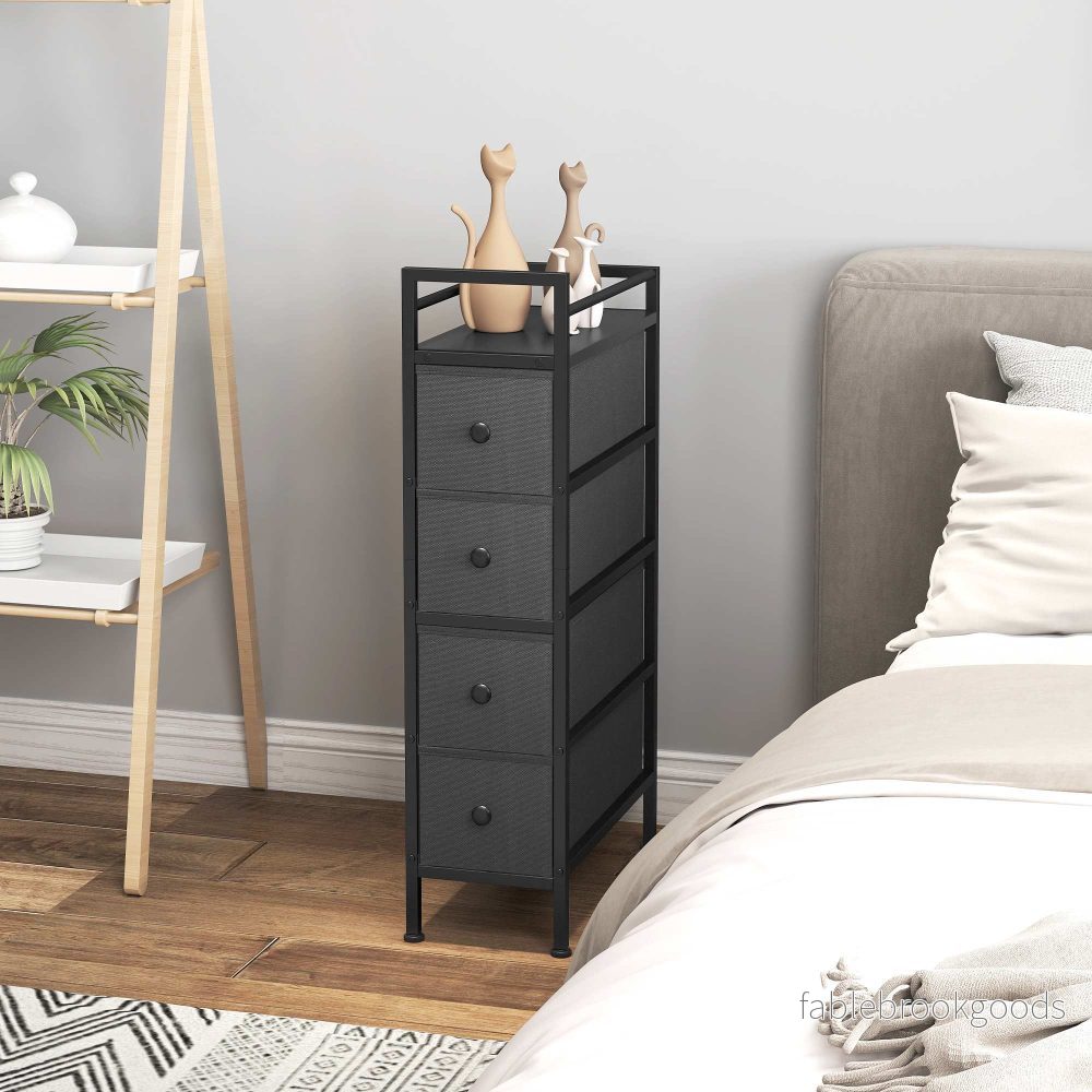 Smal tygbyrå med 4 lådor, svart, 20x43x81,5 cm - Bild 2