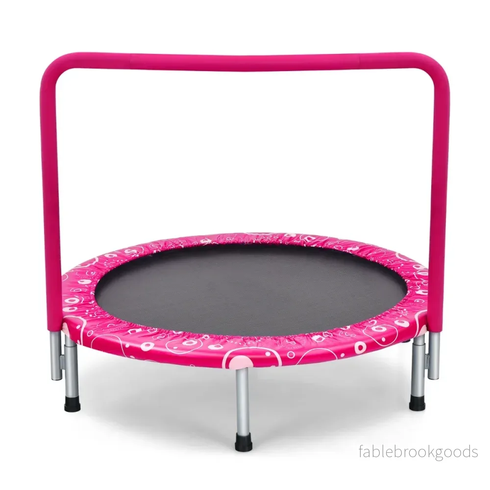 Barnstudsmatta – ministudsmatta med handtag hopfällbar upp till lastkapacitet + – 150 kg Ø 92 cm – Rosa och svart