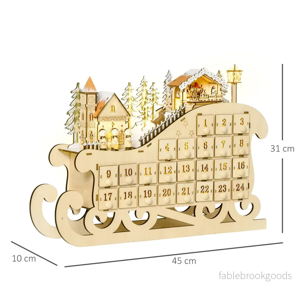 Adventskalender med 24 LED-upplysta lådor, Slädeformad - Bild 3