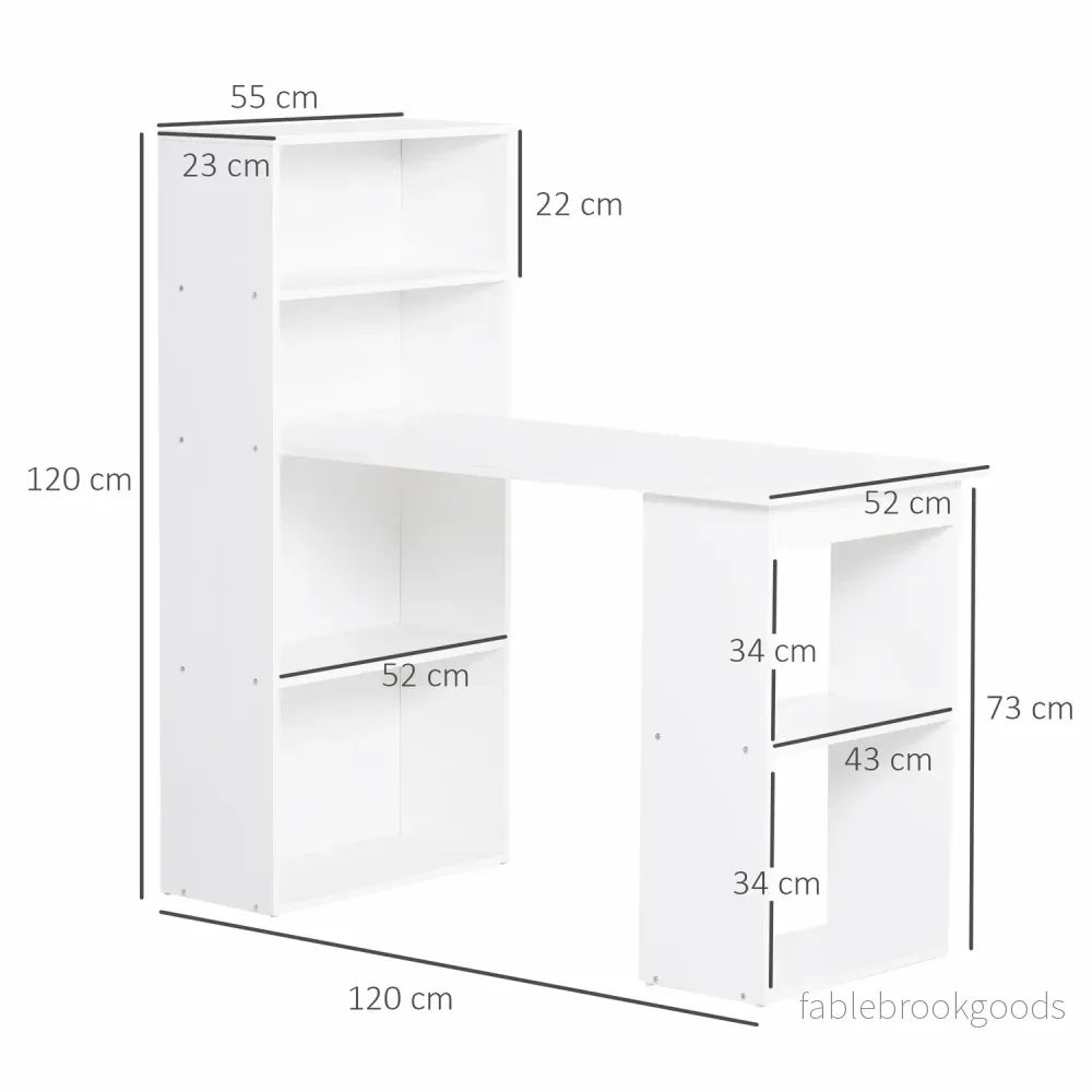 Vitt Skrivbord Köksbord Med Hylla – 120x55x120 cm - Bild 3