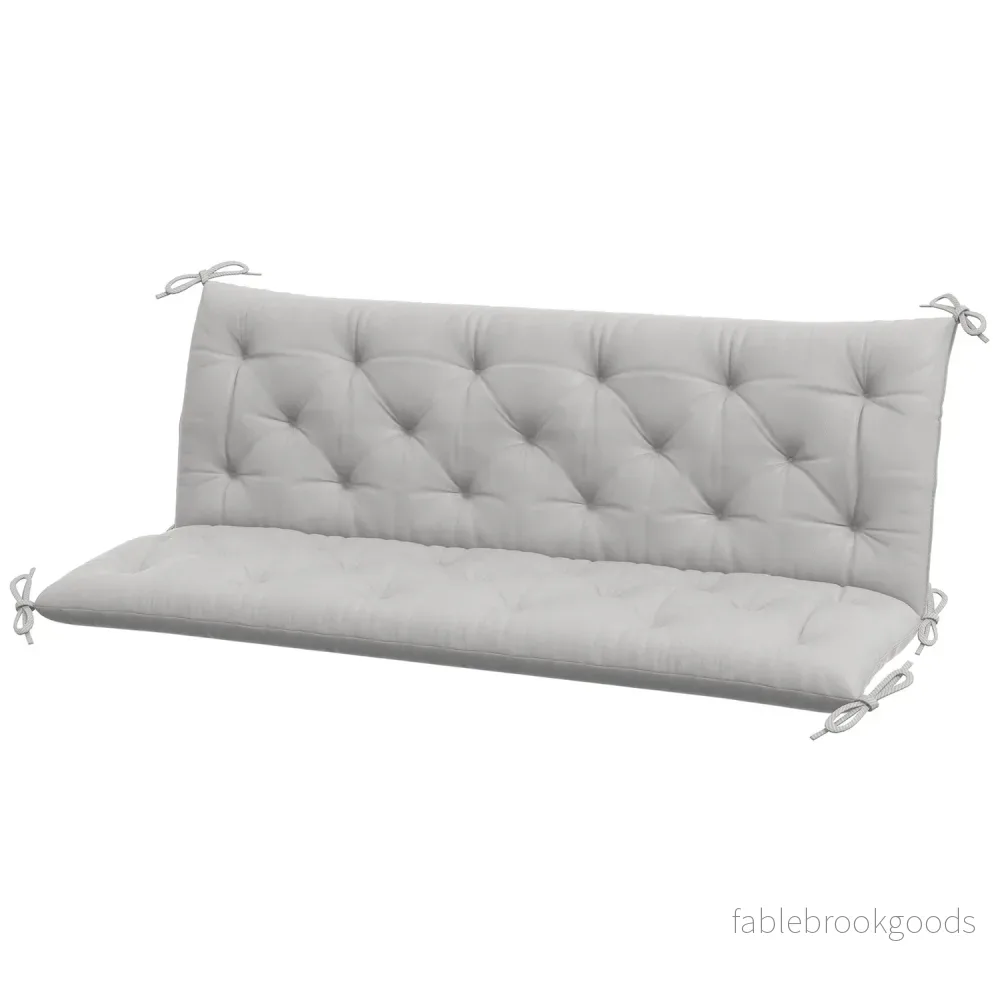 Utomhusbänkskudde, 3-sits, ljusgrå, 150x98x8 cm