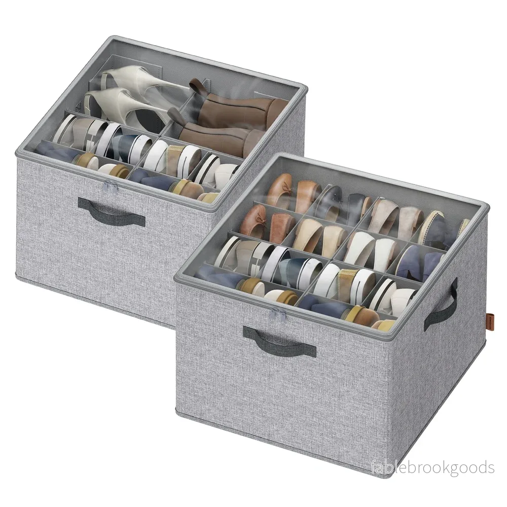 Schoenorganizer - 43 x 43 x 32 cm - tot 16 paar schoenen - verstelbare tussenschotten - duifgrijs - maximaal 18 kg per organizer