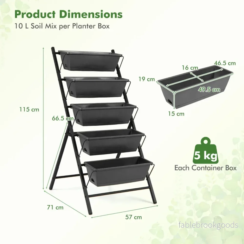 stegs – vertikalt odlingsbädd med uttagbara blomlådor – 5 5 – Svart - Bild 2