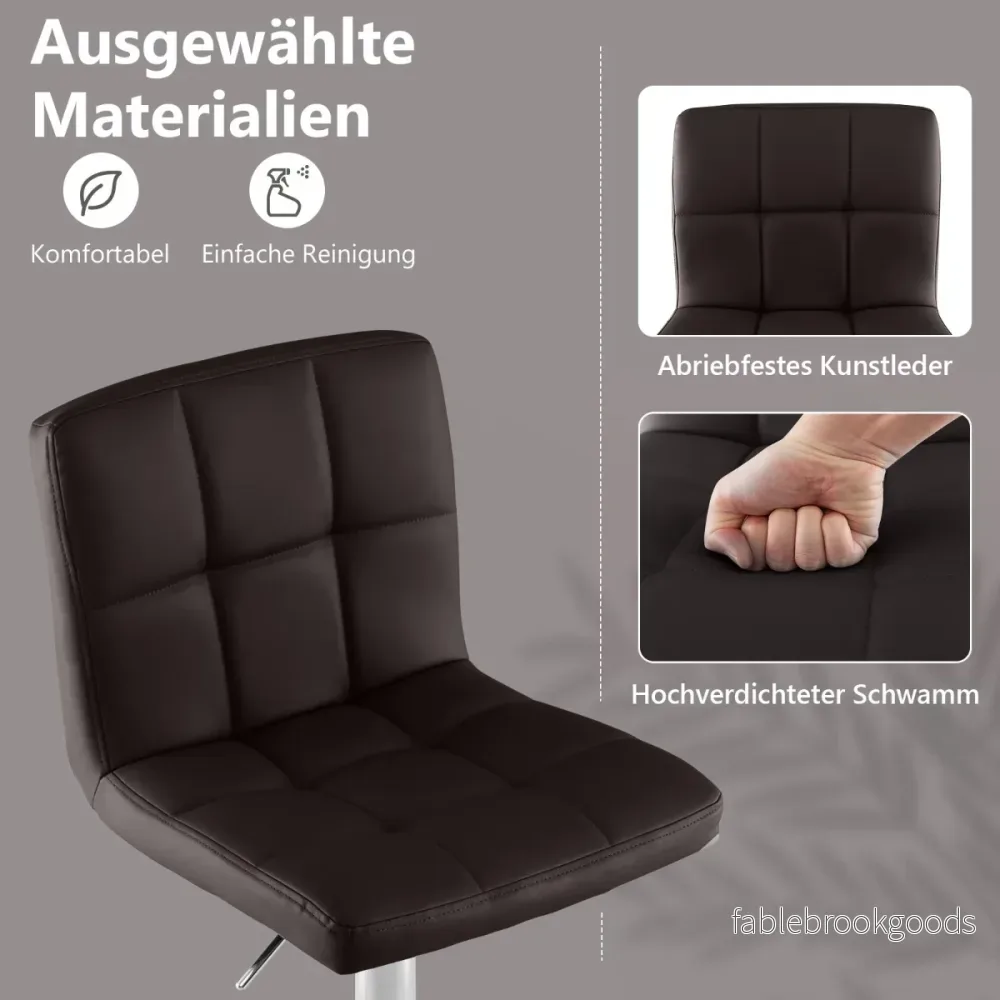 Set – med 360° roterande barstolar gjorda av konstläder Höjdjusterbar – 2 – Brun - Bild 3