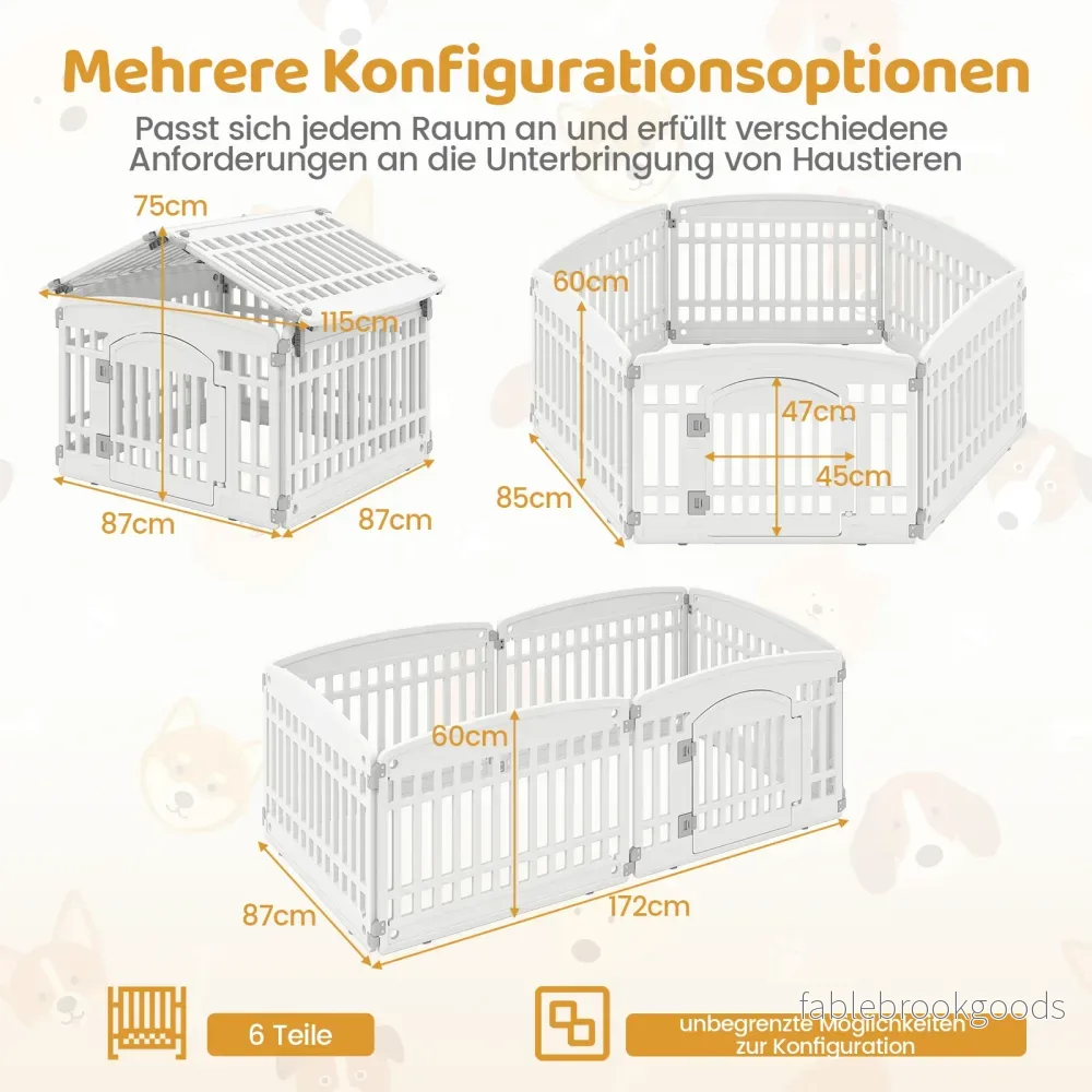Fällbar – valplöpstad med paneler och låsbar dörr valputrymme hundlöpstad – 6 – Vit - Bild 2