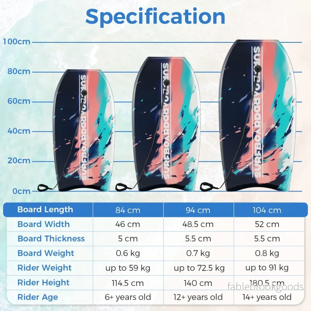 Barnbodyboard – med EPS kärna och XPE topp HDPE underdel handledsrem, färgrikt – 104 cm – Färgglad - Bild 2