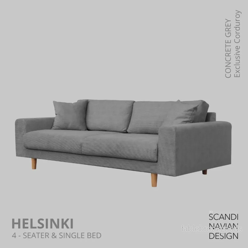 Helsinki 4-seater sofa/single bed, Exclusive Corduroy, Concrete Grey, removable & washable - Bild 2