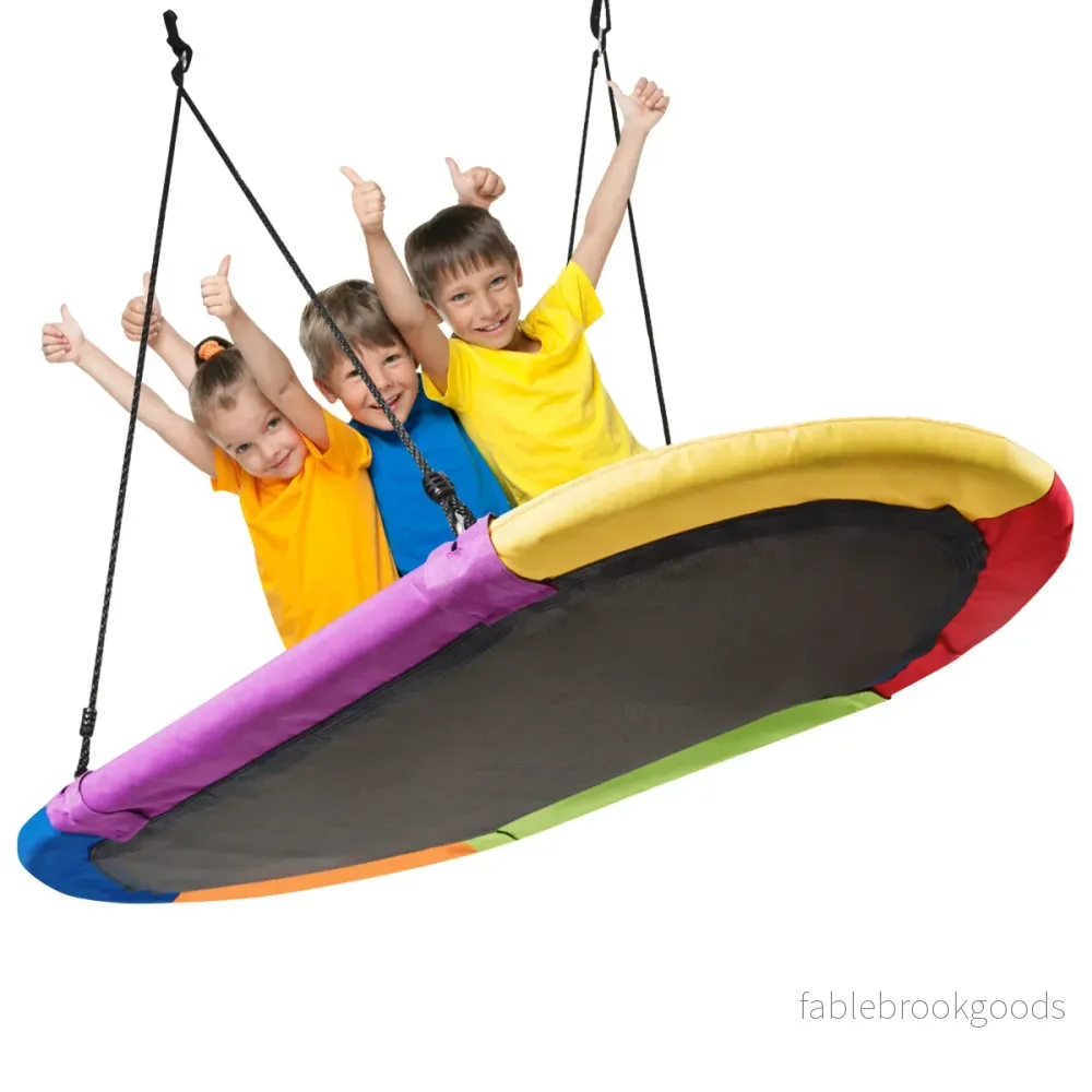 Oval – bo gungplatta med höjdjusterbart rep för inomhus och utomhus färgglada – 100-180 cm 150 x 80 cm – Färgglad - Bild 3
