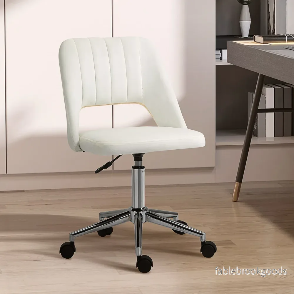 Höjdjusterbar beige snurrstol för kontor & vardagsrum - Bild 2