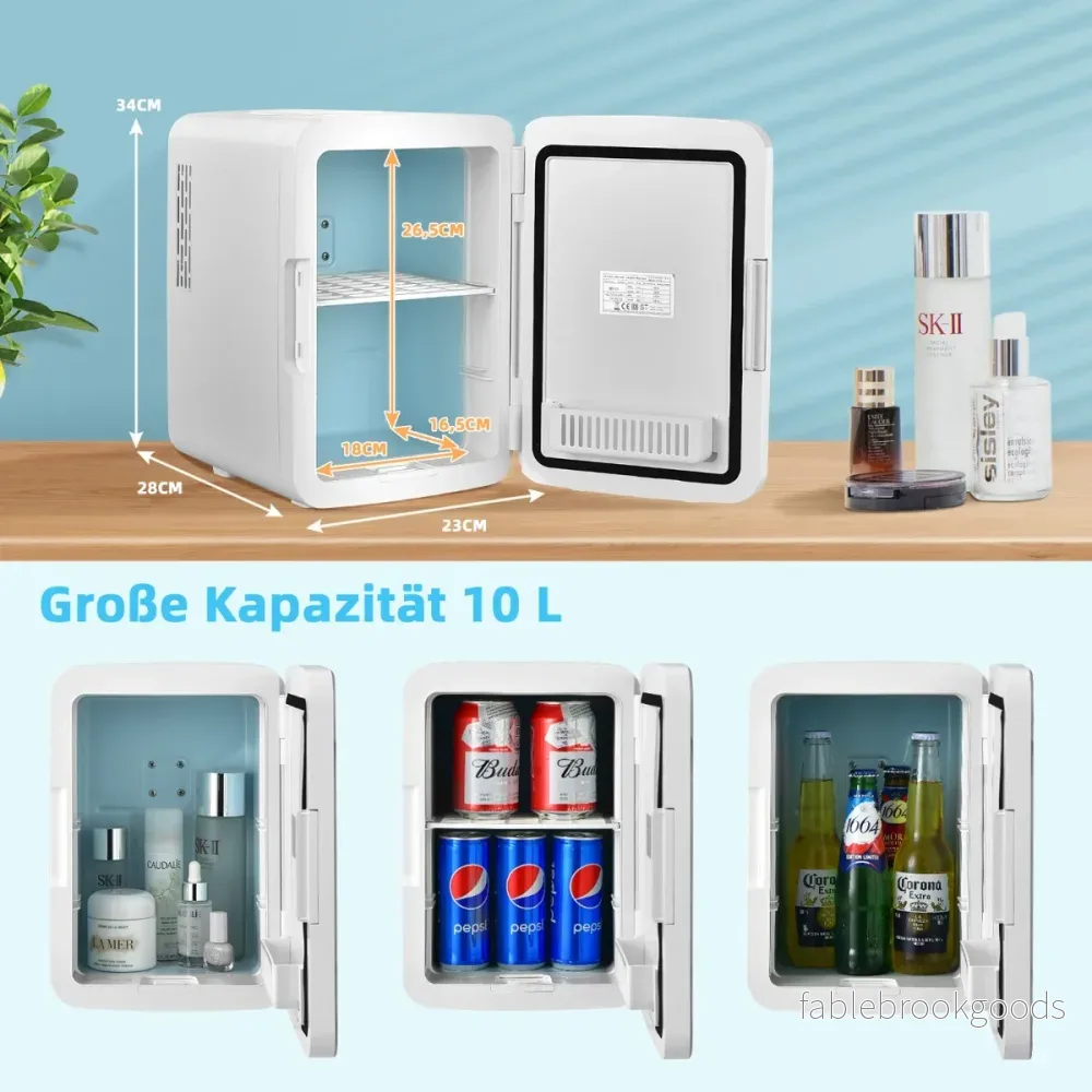 Minikylskåp – Bärbart med LED spegel – 10 L 23 x 28 x 34 cm – Vit - Bild 2