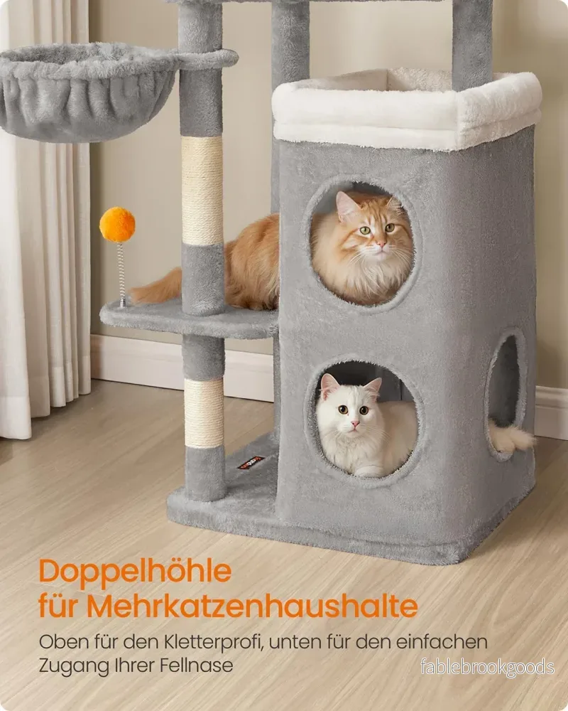 Kattträd på flera nivåer med grottor - Duvgrå - Bild 3