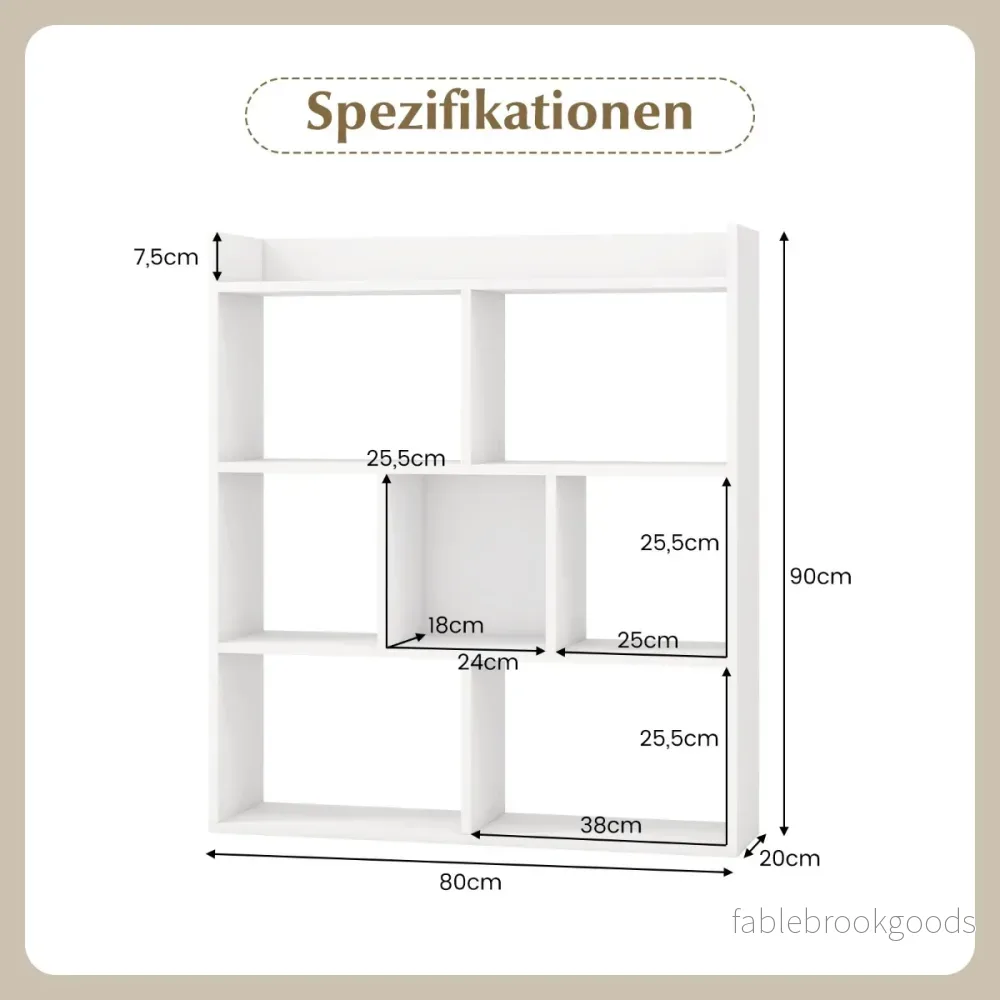 Bokhylla – med kuber och öppen bakvägg horisontell stående trä – 7 80 x 20 x 90 cm – Vit - Bild 2